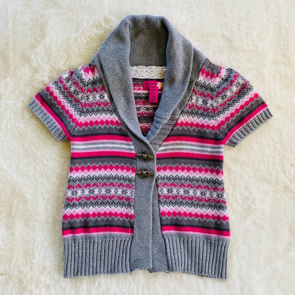 Girl's Cardigan Sweater size 6 Short-Sleeve Fair Striped